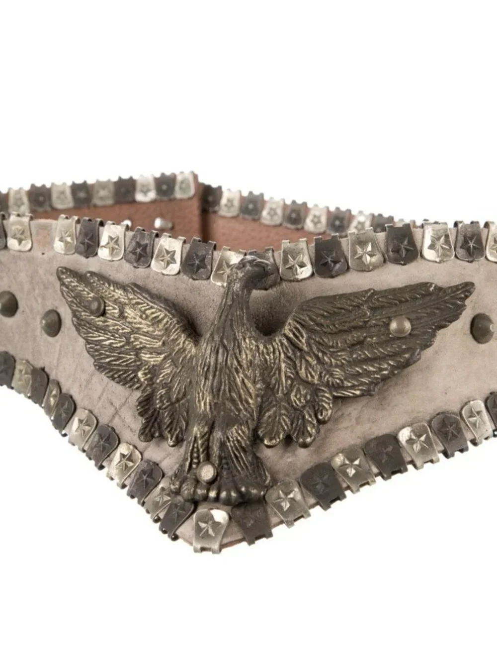 Jose Cotel Authentic Beige Taupe Bronze Stud Eagle Leather Metal Waist Belt